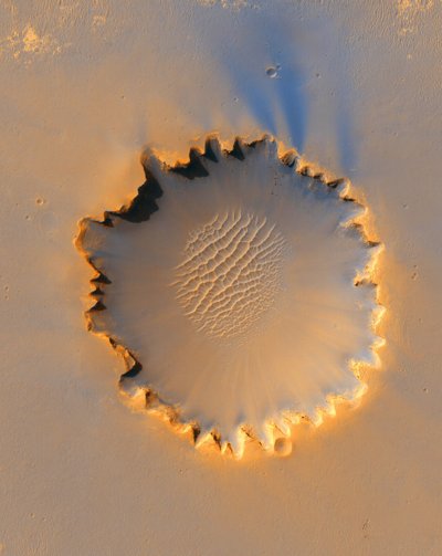 Victoria-Krater, Einschlagskrater bei Meridiani Planum, nahe dem Äquator des Mars, etwa 800 Meter im Durchmesser. Wissenschaft Astronomie Planet von National Aeronautics and Space Administration National Aeronautics and Space Administration